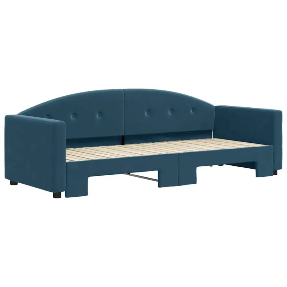 Camper Keukenkast Slaapbank met onderschuifbed 80x200 cm fluweel blauw