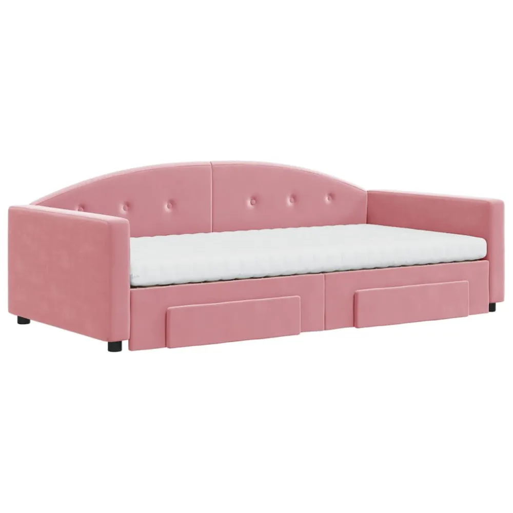 Camper Keukenkast Slaapbank met onderschuifbed en lades 100x200 cm fluweel roze