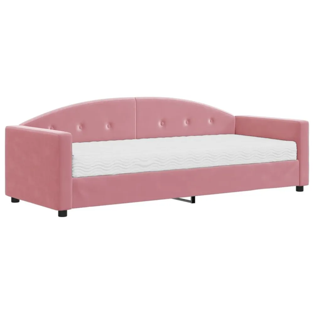 Camper Tafelpoort Slaapbank met matras 80x200 cm fluweel roze