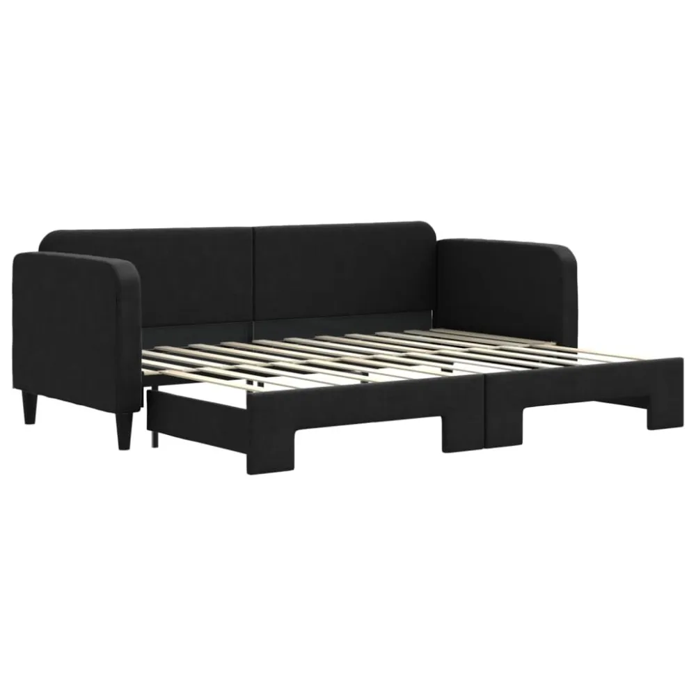 Camper Traploper Slaapbank met onderschuifbed 80x200 cm stof zwart