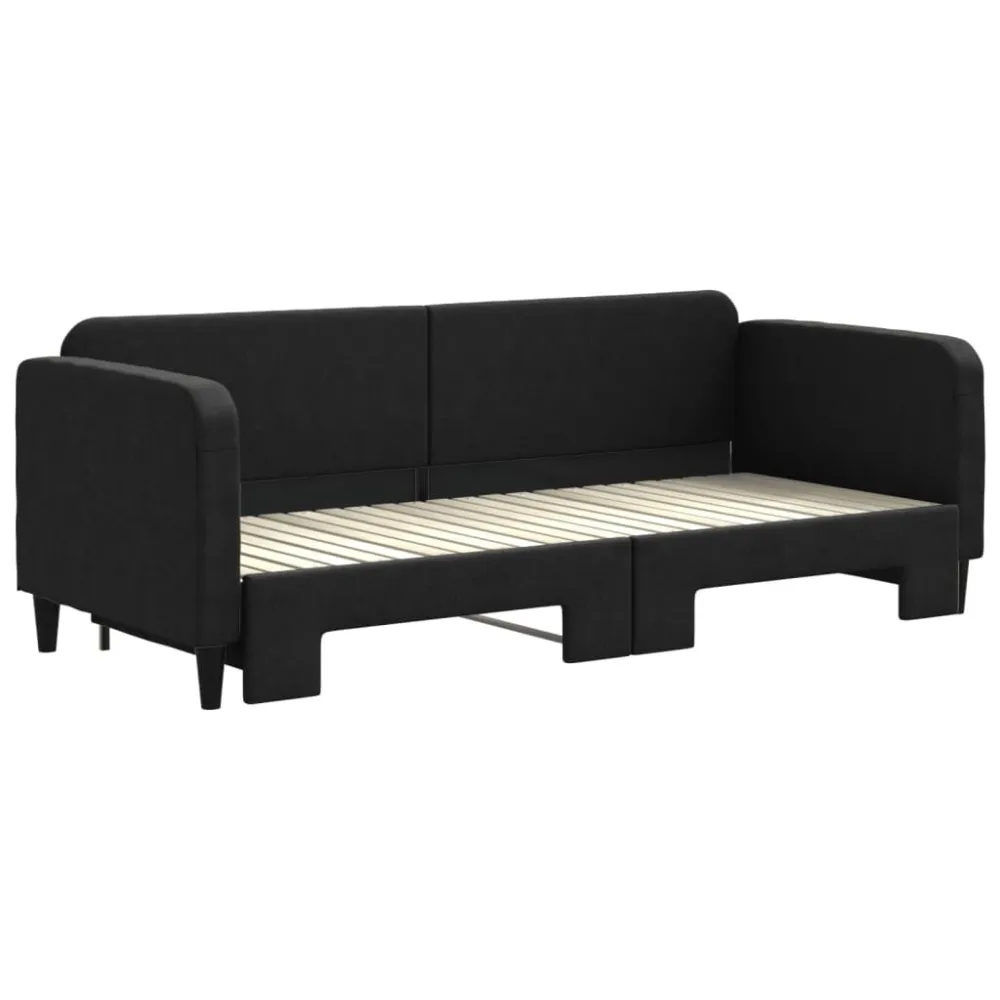 Camper Traploper Slaapbank met onderschuifbed 80x200 cm stof zwart