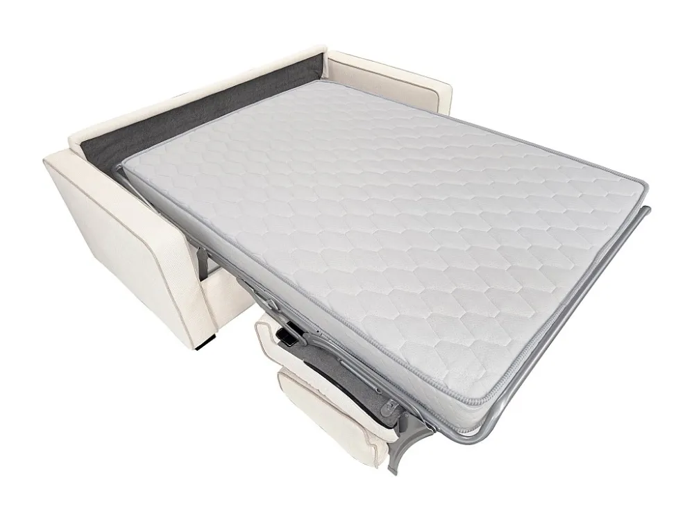 Caravan Matras Express-vierzitsslaapbank van natuurtint stof met textuur met zitting met vormgeheugen FRAPALI