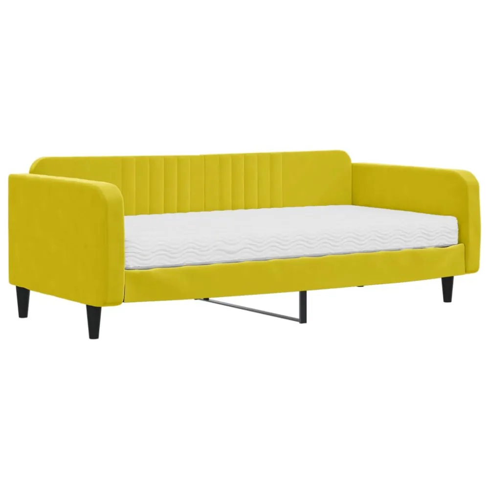 Caravan Opbergnet Slaapbank met matras 100x200 cm fluweel geel