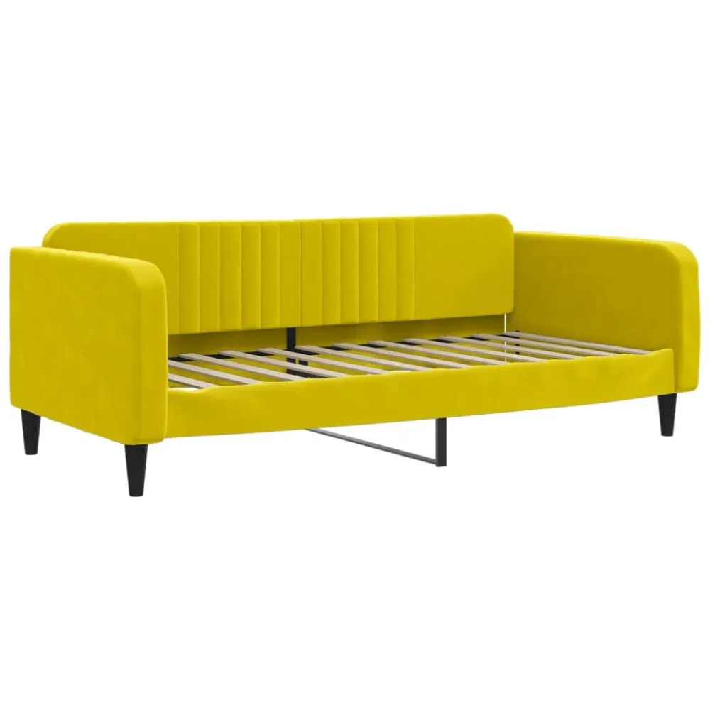 Caravan Opbergnet Slaapbank met matras 100x200 cm fluweel geel