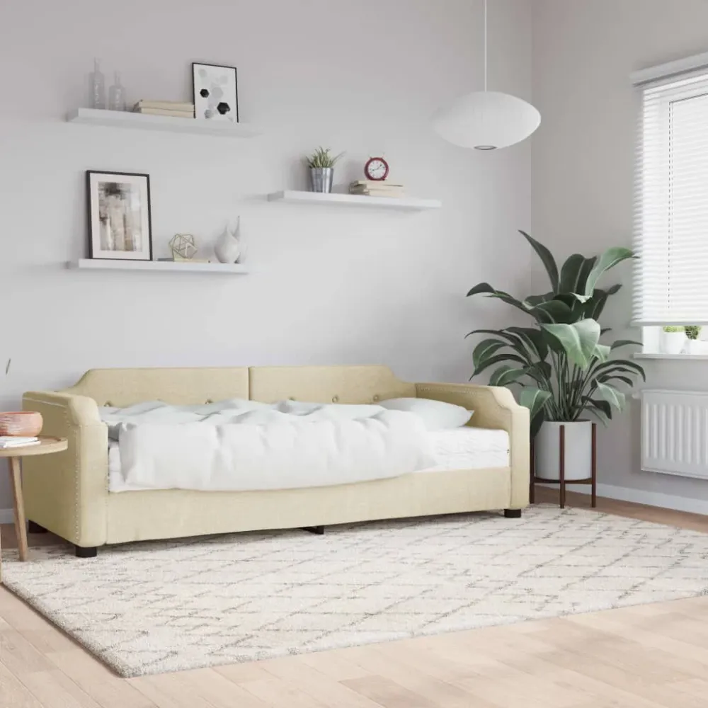Caravan Opbergnet Slaapbank met matras 80x200 cm stof crèmekleurig
