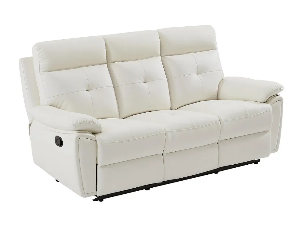 Caravan Zitbank 3-zits-relaxbank van wit leer met eigentijdse stijl VINETA