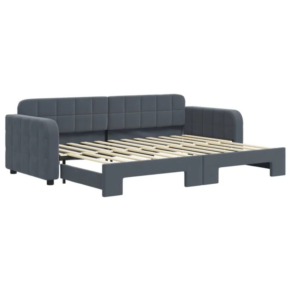 Caravan Zitbank Slaapbank met onderschuifbed 80x200 cm fluweel donkergrijs