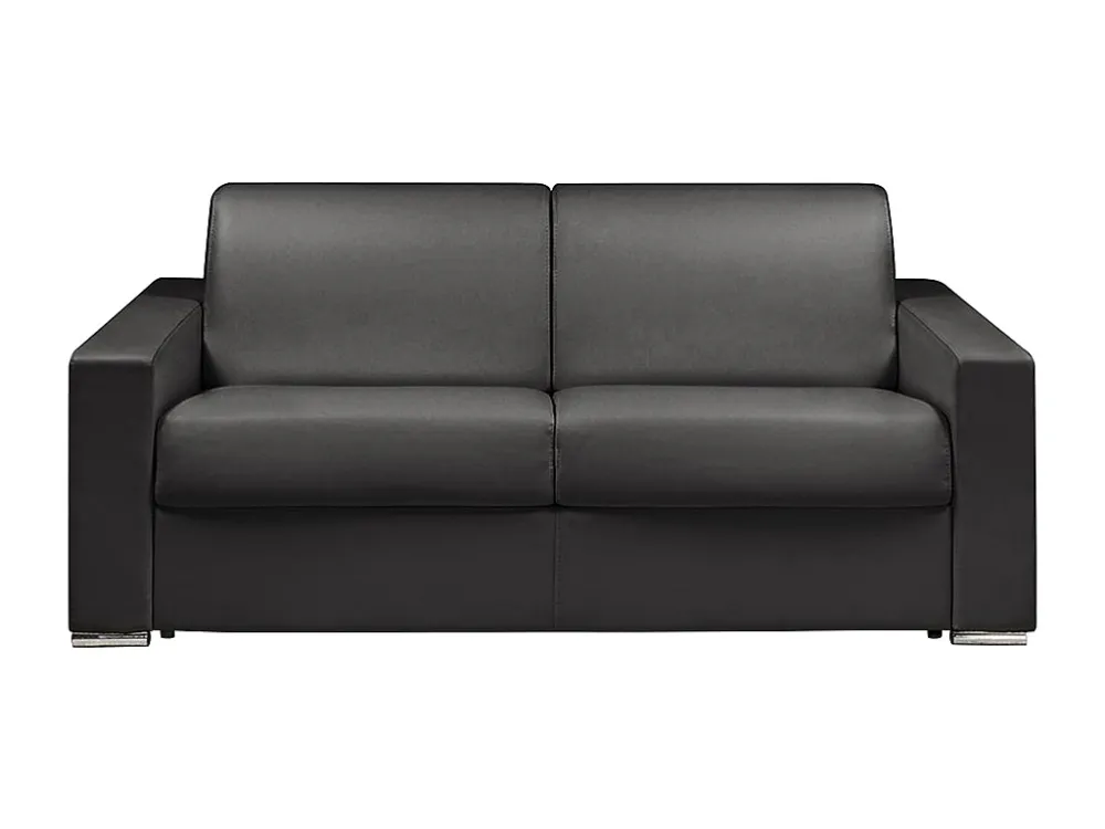 Driezits express bedbank 18 cm Kunstleer Zwart CALITO | Opvouwbaar | Compact