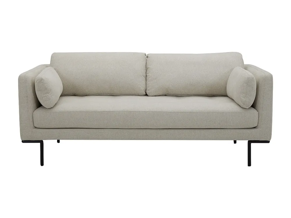 Driezitsbank van lichtbruin stof en metalen poten ISABELLA van Maison Céphy
