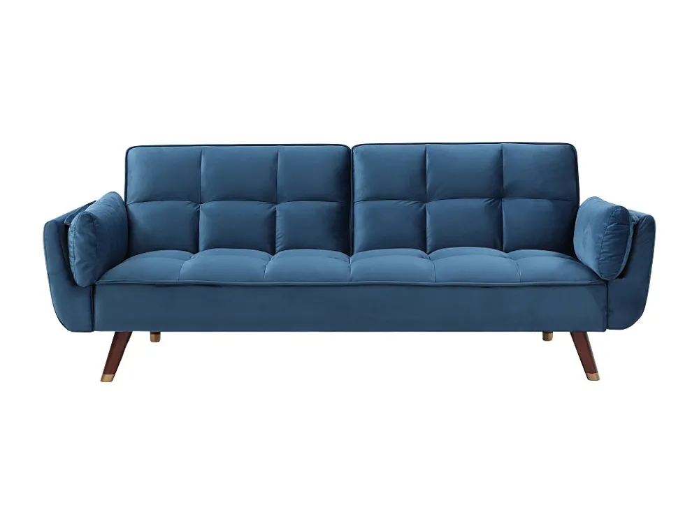 Driezitsslaapbank van blauw velours GULCAN Easy Clean Oppervlak