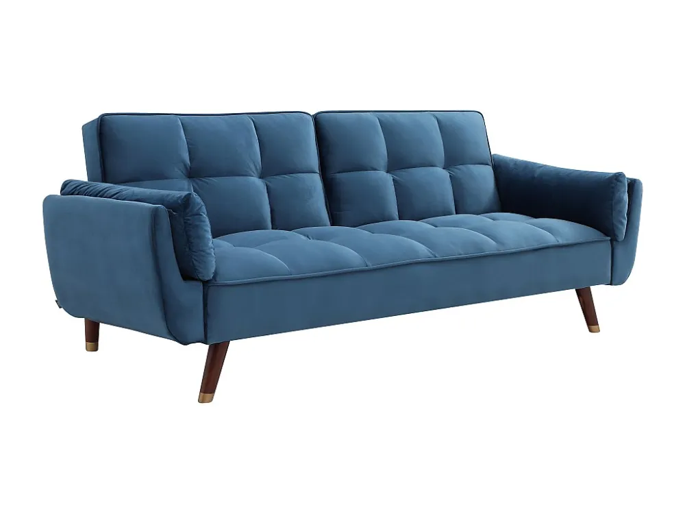 Driezitsslaapbank van blauw velours GULCAN Easy Clean Oppervlak