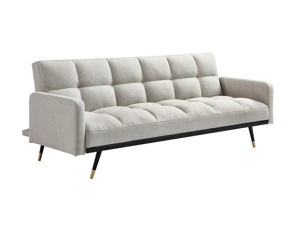Driezitsslaapbank van ecru stof met vintage-charme ROREMA