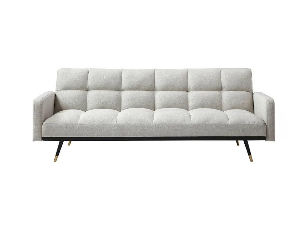 Driezitsslaapbank van ecru stof met vintage-charme ROREMA