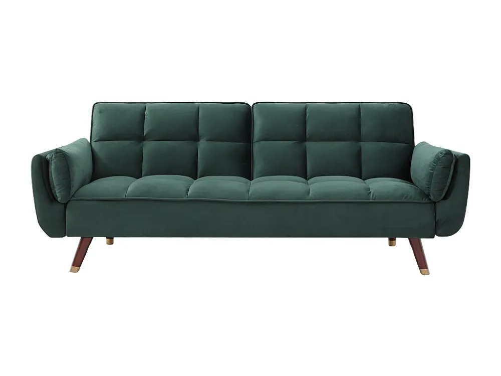 Driezitsslaapbank van groen velours GULCAN 190cm Lengte