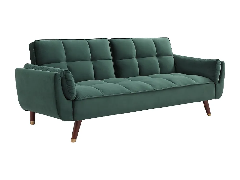 Driezitsslaapbank van groen velours GULCAN 190cm Lengte