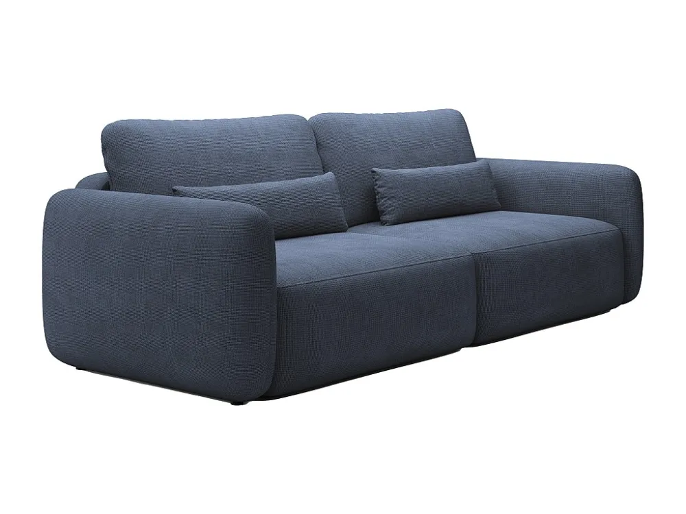 Driezitsslaapbank van marineblauwe stof met textuur VOPOZA Easy Clean Oppervlak