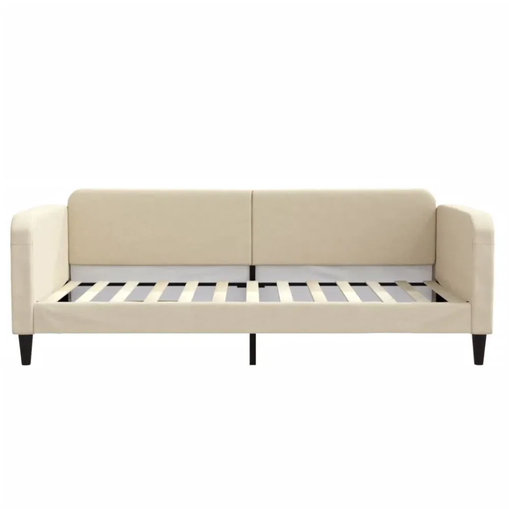 Heavy Duty Slaapbank met matras 100x200 cm stof crèmekleurig