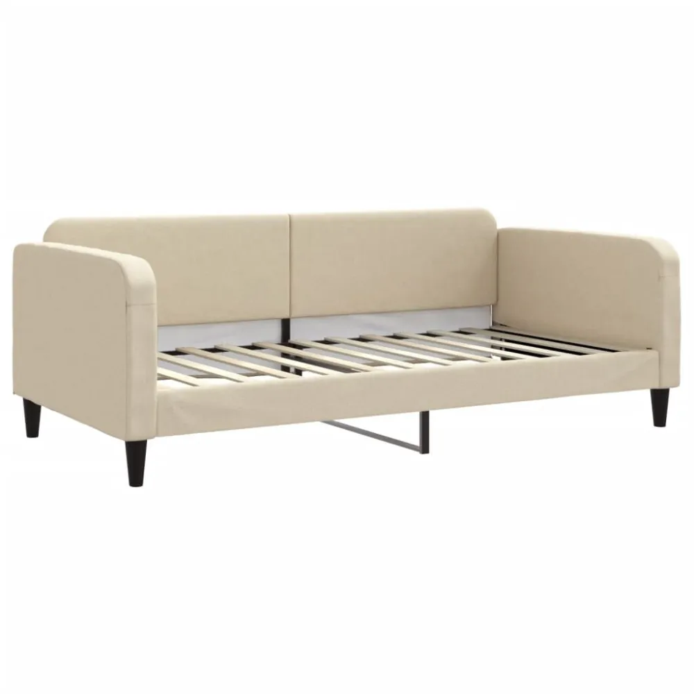 Heavy Duty Slaapbank met matras 100x200 cm stof crèmekleurig