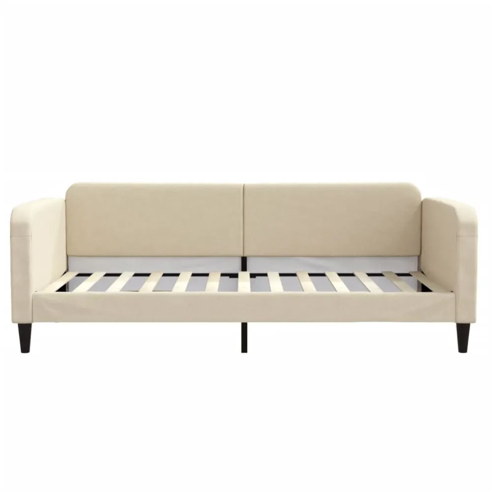 Heavy Duty Slaapbank met matras 100x200 cm stof crèmekleurig