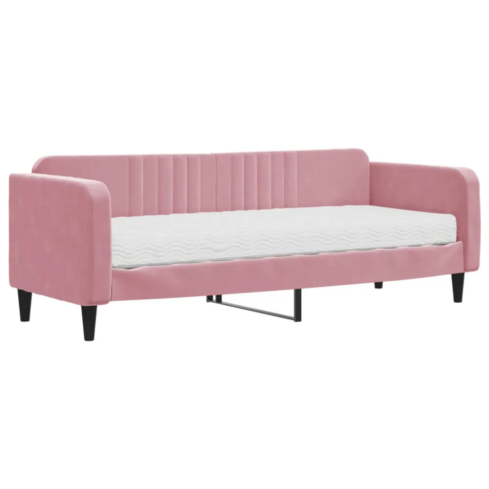 Heavy Duty Slaapbank met matras 80x200 cm fluweel roze
