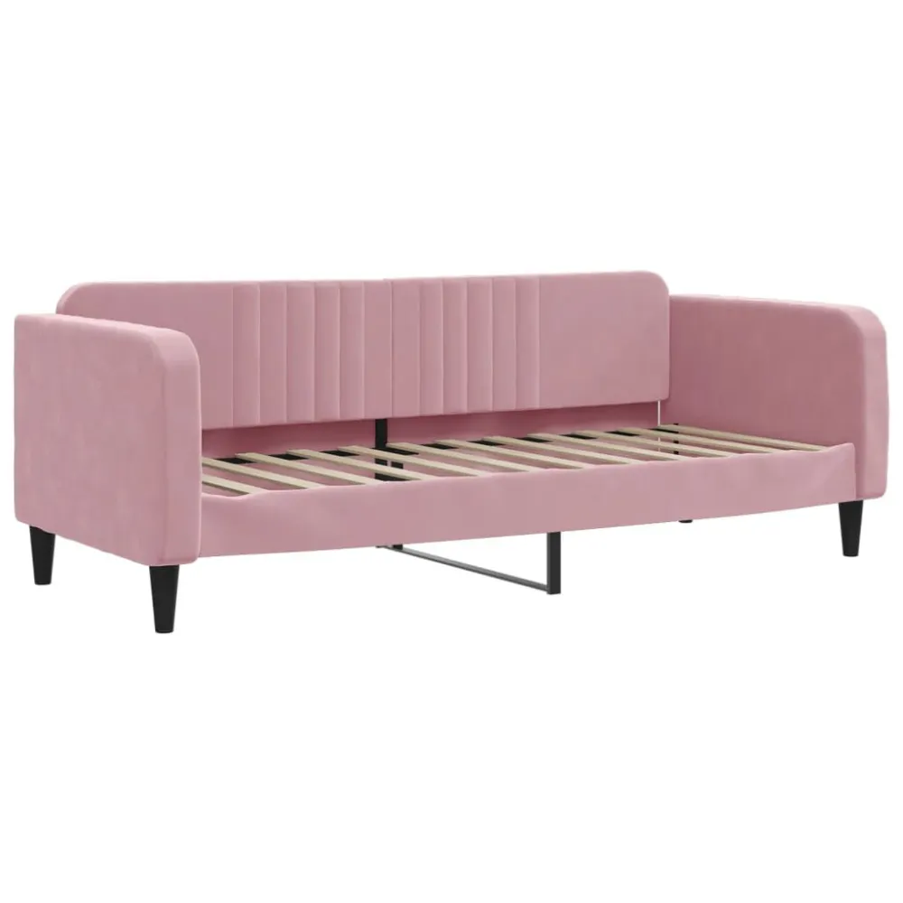 Heavy Duty Slaapbank met matras 80x200 cm fluweel roze