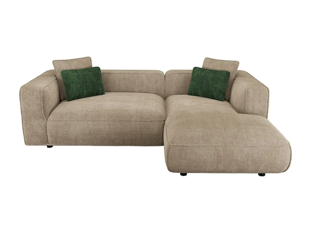 Hoekbank met hoek rechts van ecru velours met textuur TALMINE van Lichtgewicht Materiaal