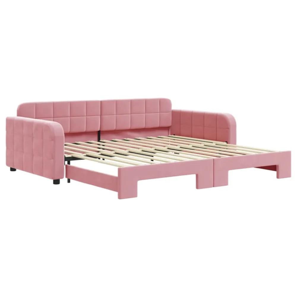 OEM Kwaliteit Slaapbank met onderschuifbed 100x200 cm fluweel roze