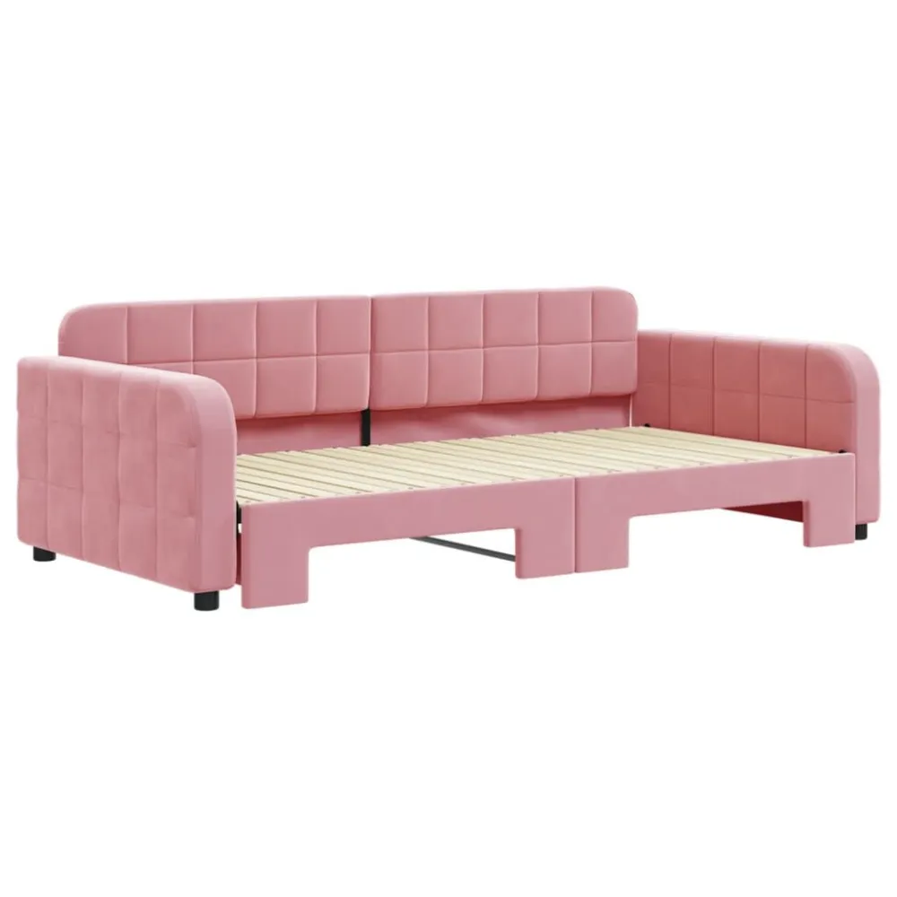 OEM Kwaliteit Slaapbank met onderschuifbed 100x200 cm fluweel roze