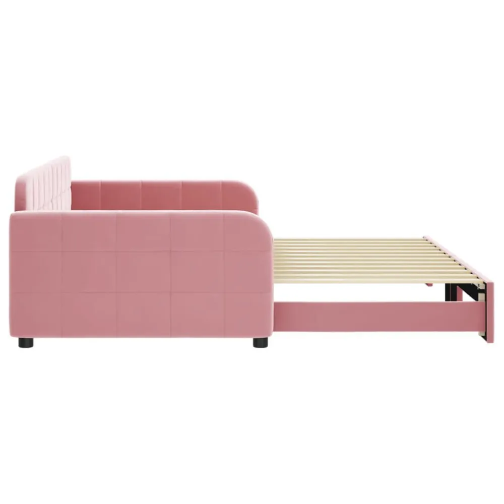 OEM Kwaliteit Slaapbank met onderschuifbed 100x200 cm fluweel roze