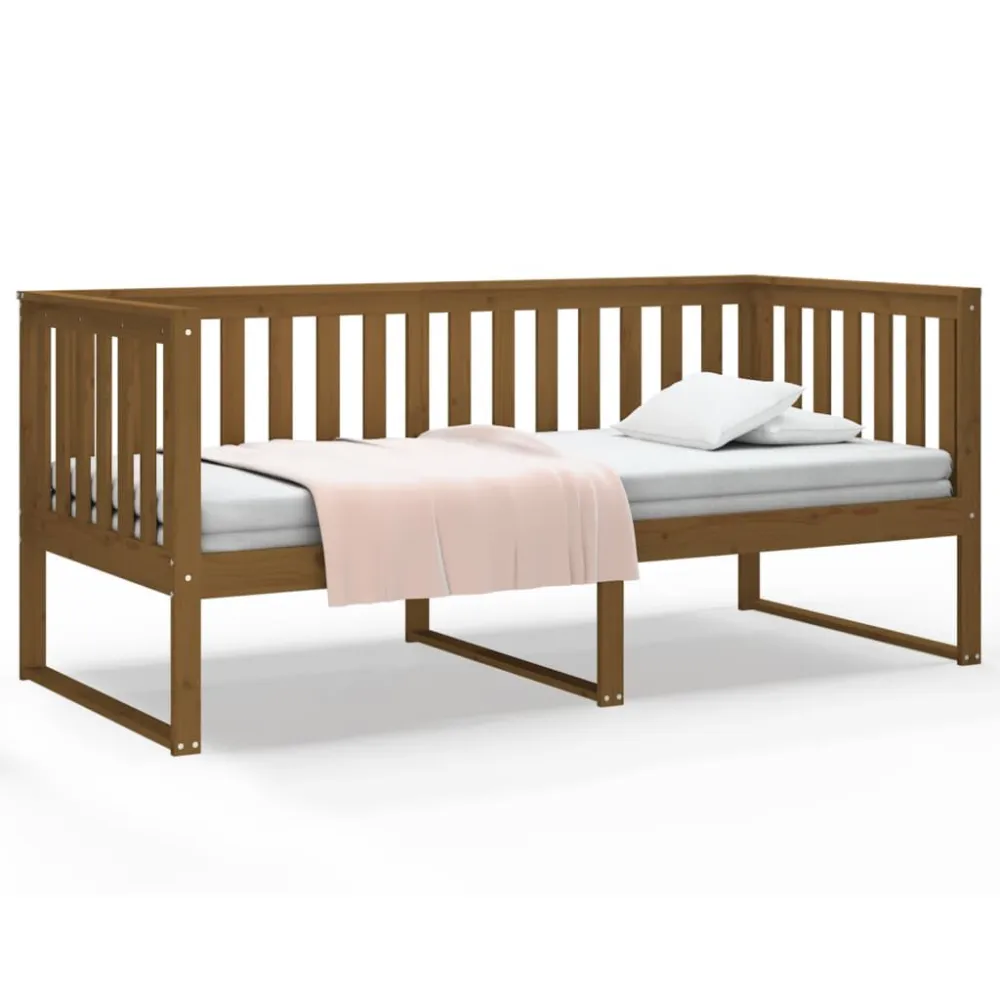 Slaapbank 100 x 200 cm massief grenenhout honingbruin 190cm Lengte