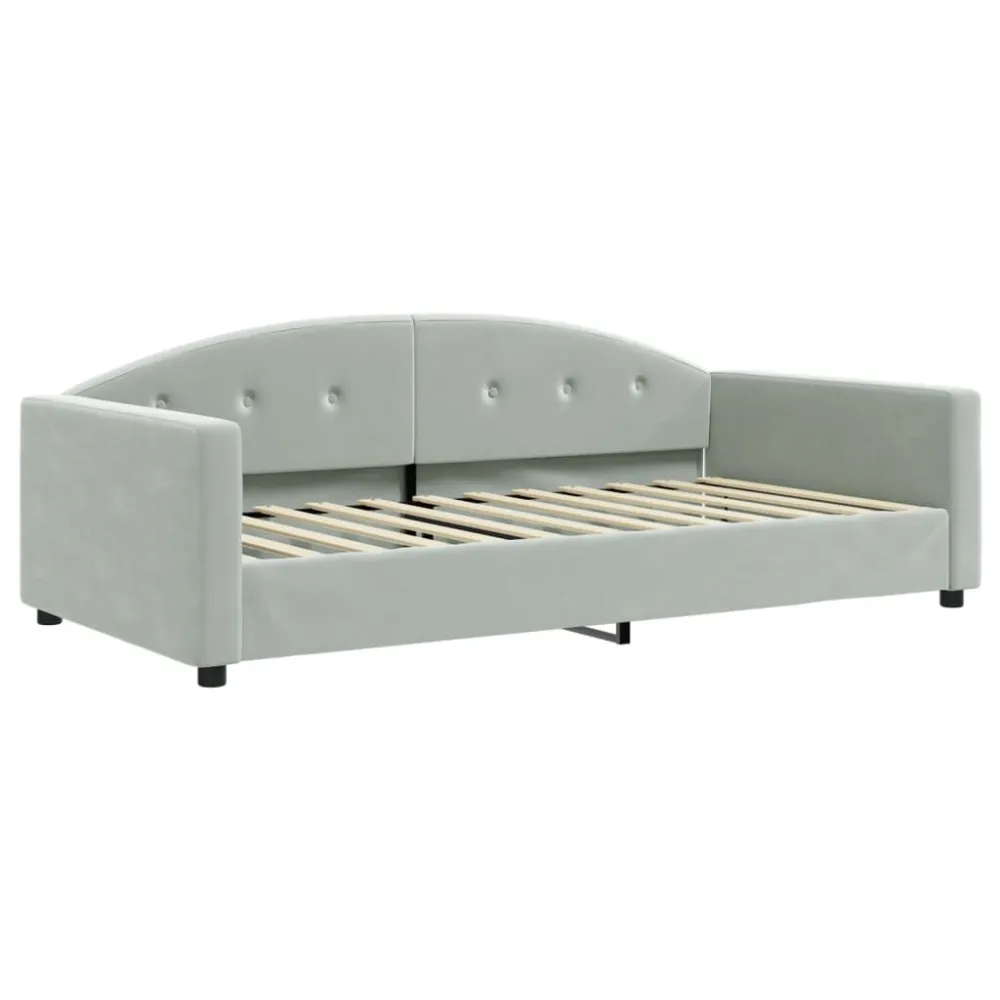 Slaapbank 100x200 cm fluweel lichtgrijs met Geïntegreerde USB