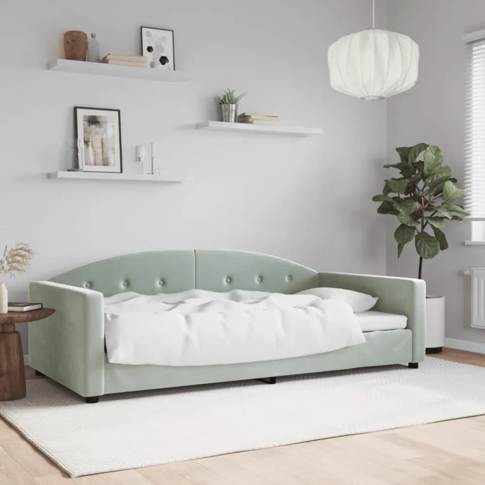 Slaapbank 100x200 cm fluweel lichtgrijs met Geïntegreerde USB