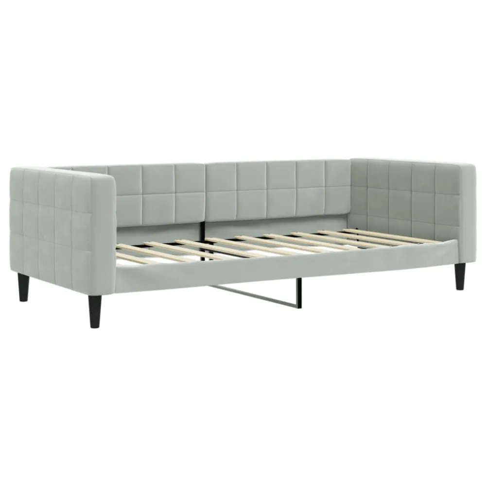 Slaapbank 90x190 cm fluweel lichtgrijs