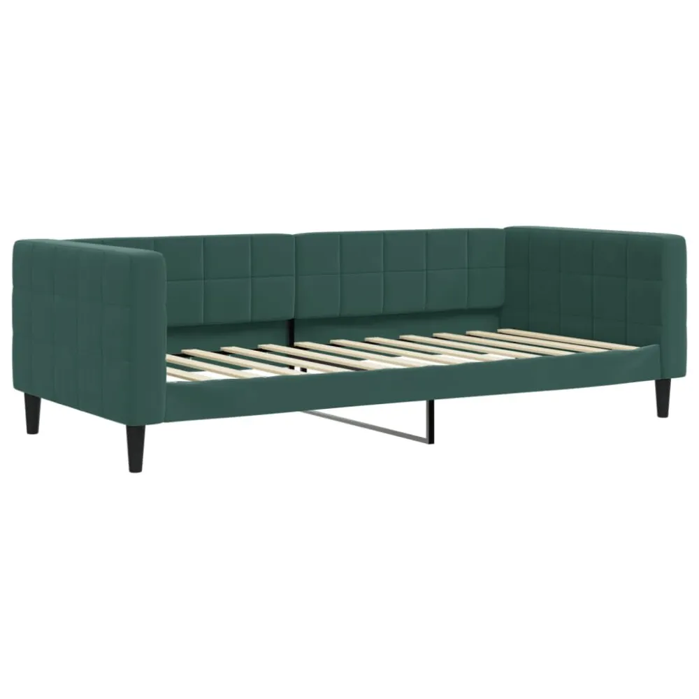 Slaapbank 90x200 cm fluweel donkergroen met Zachte Afwerking