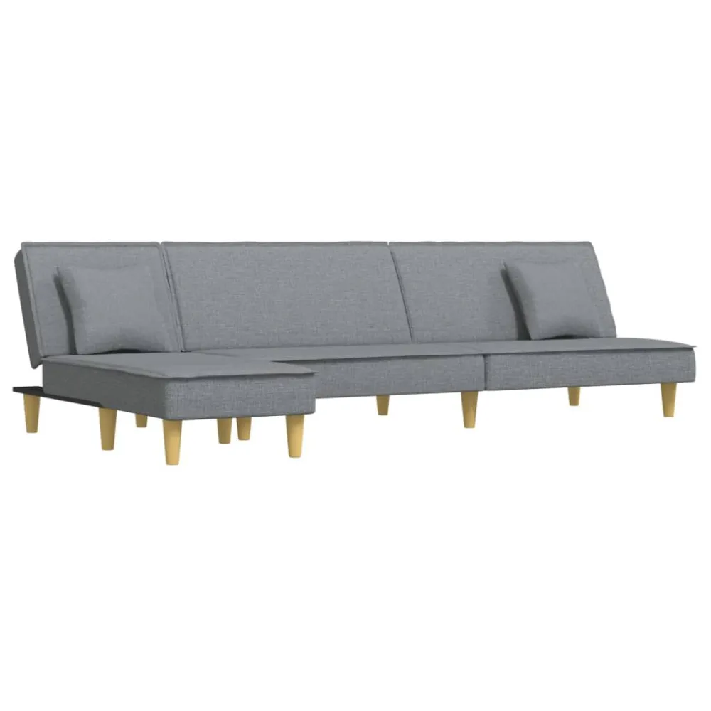 Slaapbank L-vormig 255x140x70 cm stof lichtgrijs