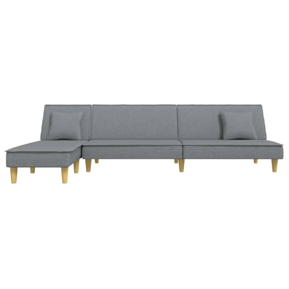 Slaapbank L-vormig 255x140x70 cm stof lichtgrijs