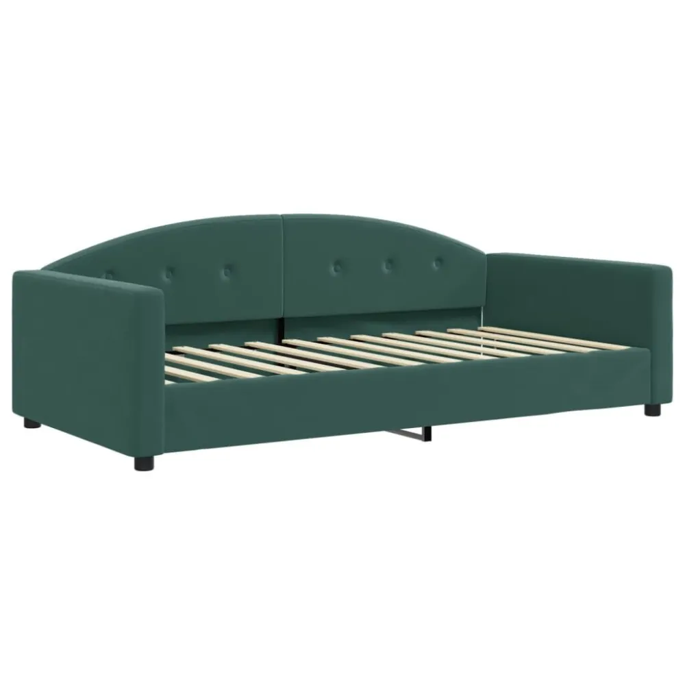 Slaapbank met matras 100x200 cm fluweel donkergroen