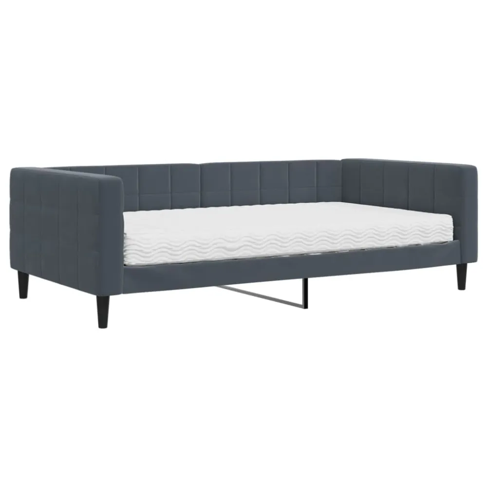 Slaapbank met matras 100x200 cm fluweel donkergroen