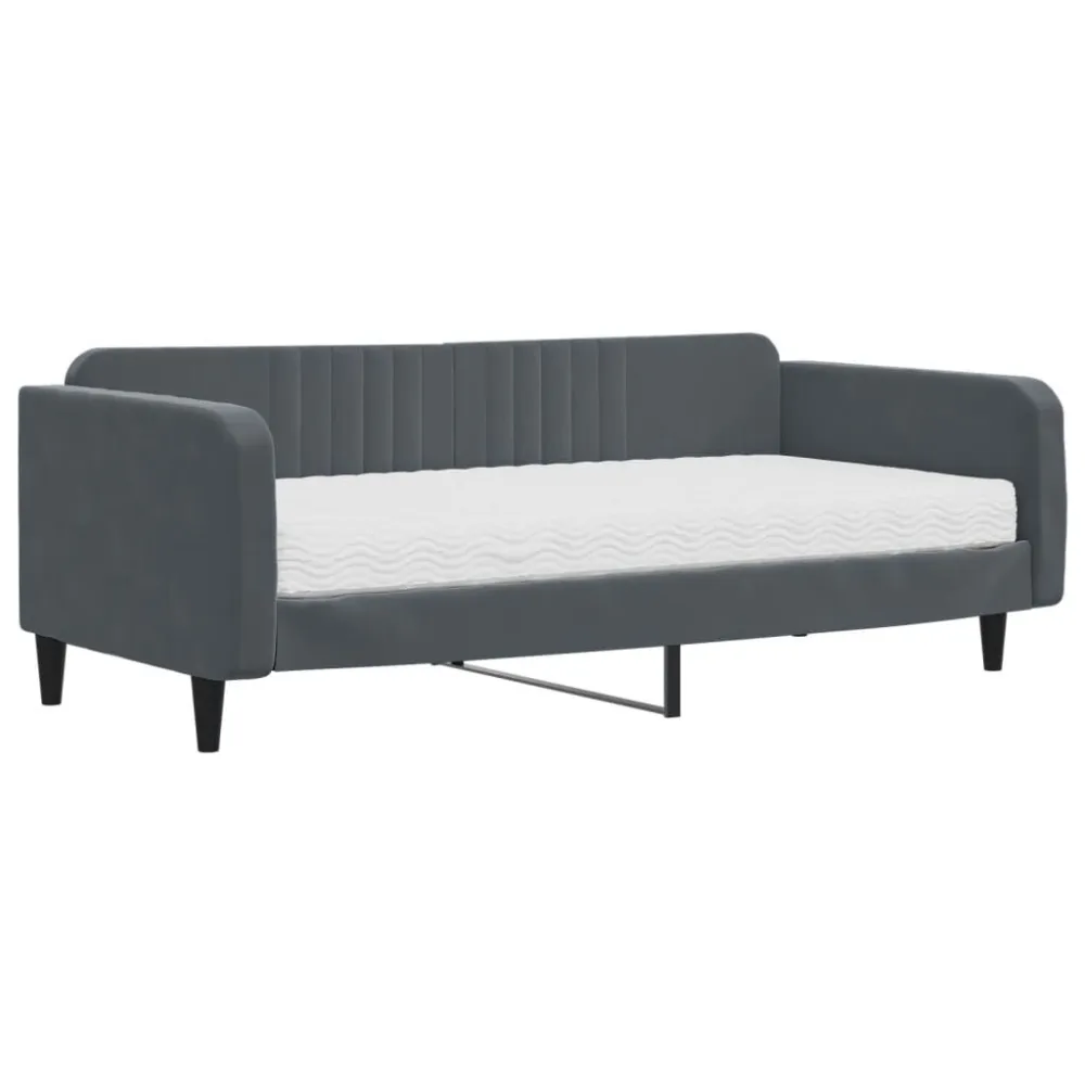 Slaapbank met matras 100x200 cm fluweel donkergroen