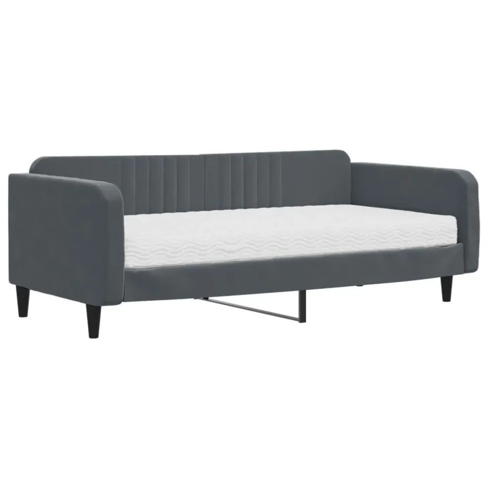 Slaapbank met matras 100x200 cm fluweel donkergroen