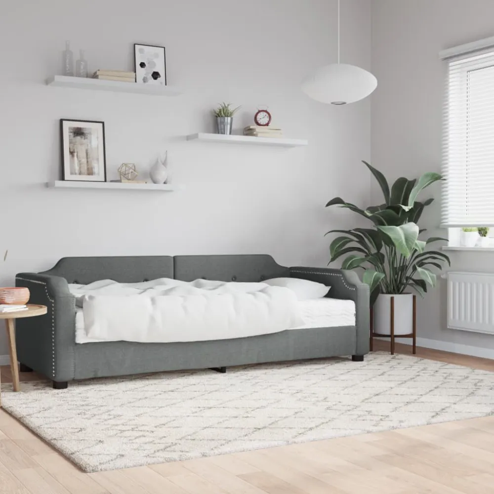 Slaapbank met matras 100x200 cm stof donkergrijs