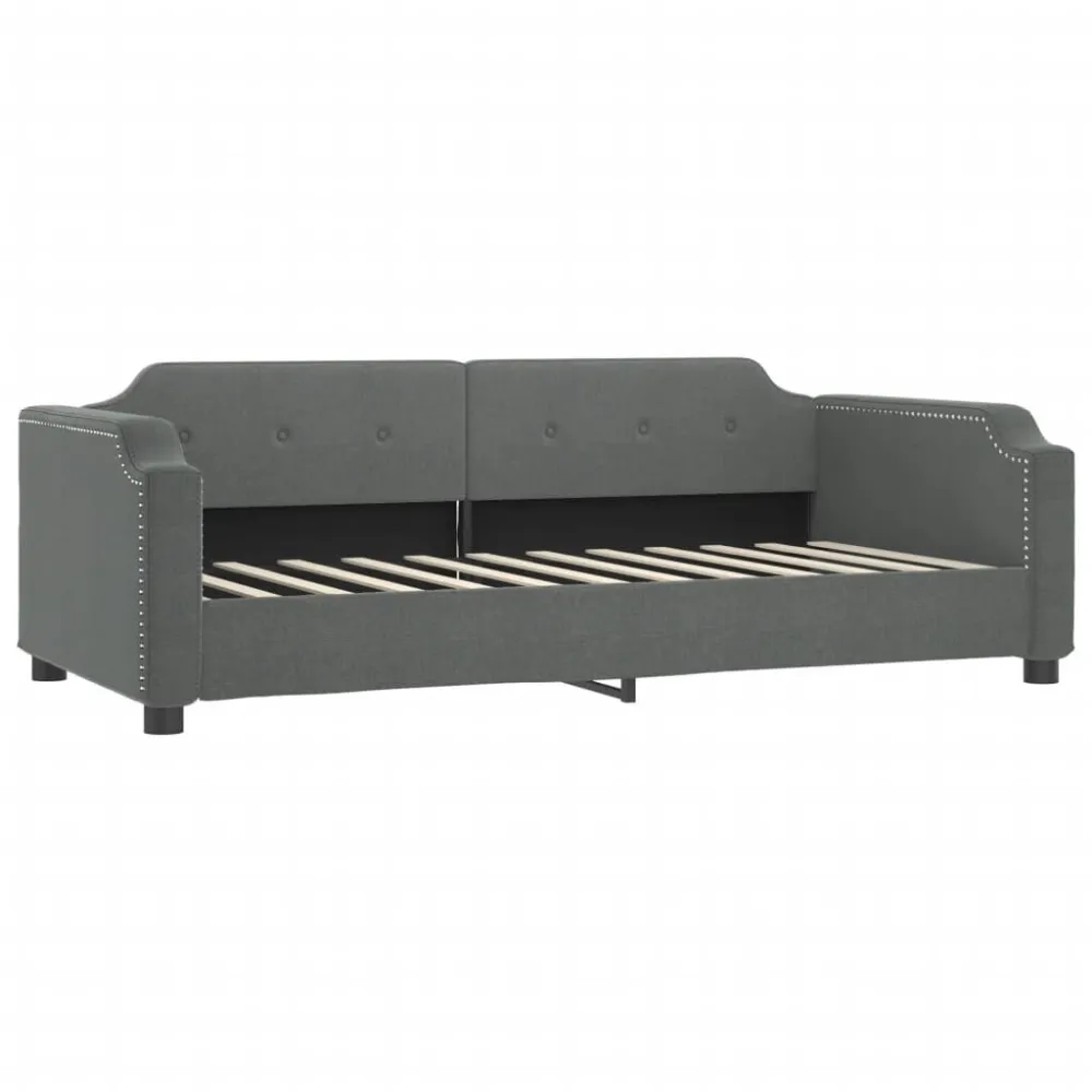 Slaapbank met matras 100x200 cm stof donkergrijs