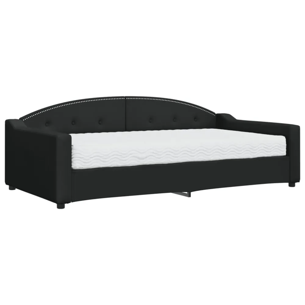 Slaapbank met matras 100x200 cm stof zwart