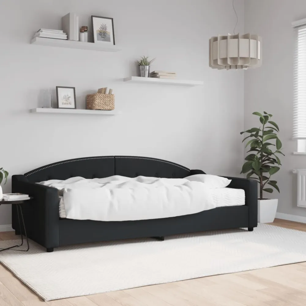 Slaapbank met matras 100x200 cm stof zwart