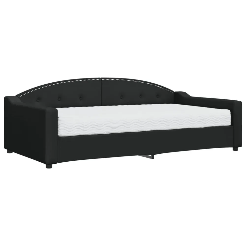 Slaapbank met matras 100x200 cm stof zwart