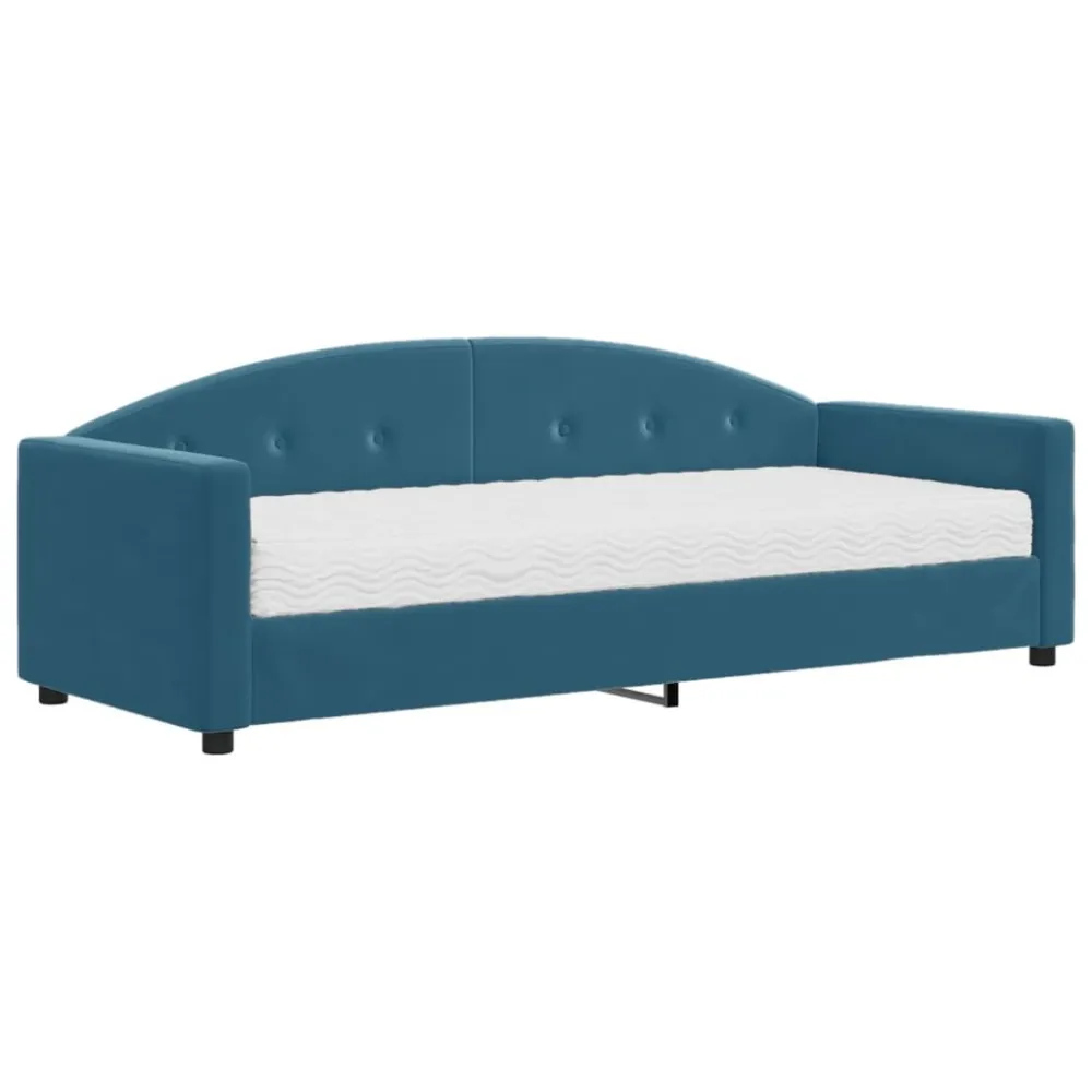 Slaapbank met matras 80x200 cm fluweel blauw