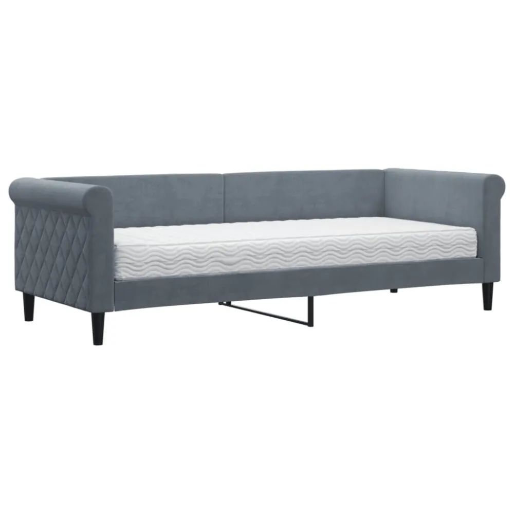Slaapbank met matras 80x200 cm fluweel donkergrijs