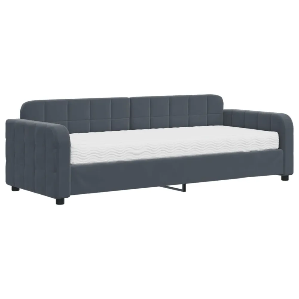 Slaapbank met matras 80x200 cm fluweel donkergrijs