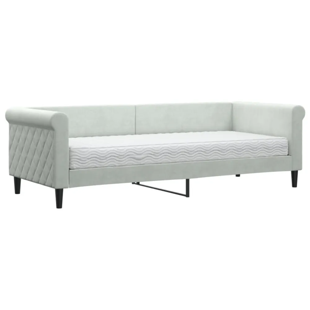 Slaapbank met matras 80x200 cm fluweel lichtgrijs