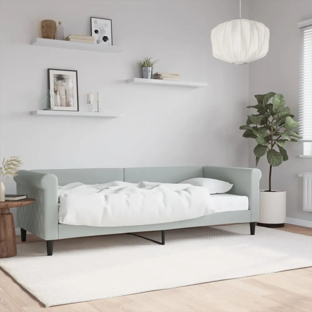 Slaapbank met matras 80x200 cm fluweel lichtgrijs